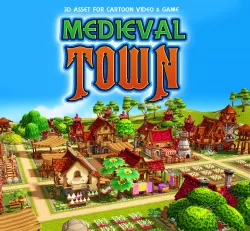 Modular Medieval Town Low-poly  3D model