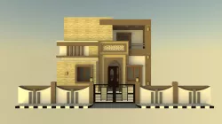 Muslim Residence Elevation and Isometric Plan Free 3D model