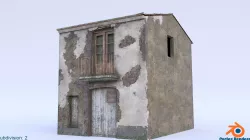 Post-Apocalyptic Abandoned House Free low-poly  3D model