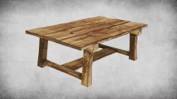 Rustic Wood Table 01 Low-poly  3D model