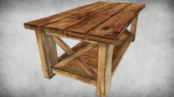 Rustic Wood Table 02 Low-poly  3D model