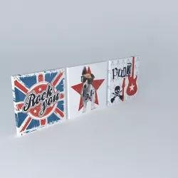 Set of 3 canvases Rock music Houses of the world 3D model