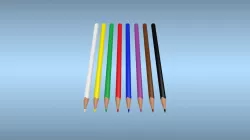 Set of multi-colored pencils Free low-poly  3D model