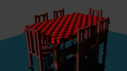 Table and Chairs Set  With Checkered Tablecloth Free 3D model