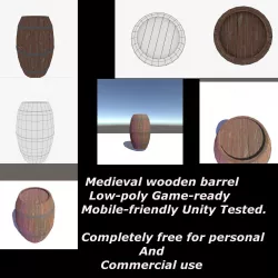 Wooden Barrel Free low-poly  3D model