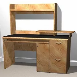 Wooden Computer Desk Free 3D model