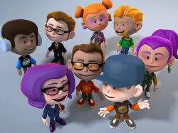 8 Animated Cartoon Characters Low-poly  3D model