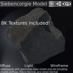 8k Scanned Black Rock Game And Render Ready Low-poly  3D model