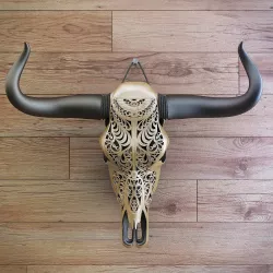 A carved cow skull 3D model