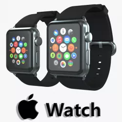 Apple Watch Classic Buckle Black Leather Stainless Steel 3D model