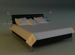 Bed black leather 3D model