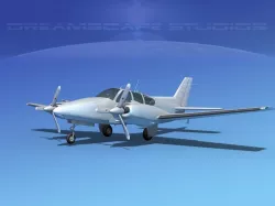 Beechcraft B55 Baron Bare Metal 3D model