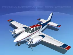 Beechcraft B55 Baron V07 3D model