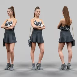 Black and white dress and purse girl Low-poly  3D model