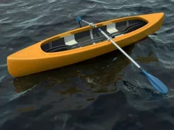 Canoe Boat with 2 Types of Oars 3D model