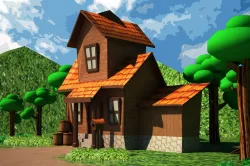 Cartoon House Low-poly Low-poly 3D model