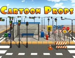 Cartoon Street Props Low-poly  3D model