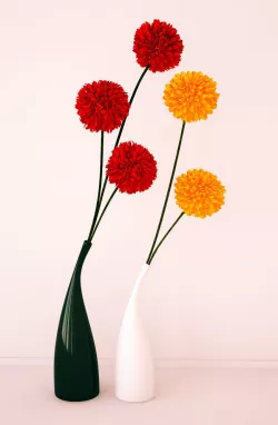 Ceramic vases and flowers 3D model