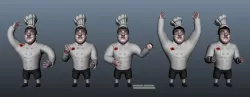 Chef cartoon 5 poses 3D model