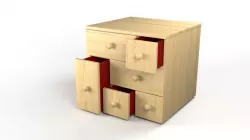 chest of 6 drawers pine 3D model
