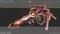 Drone V2 Red Manga - Animated Low-poly  3D model