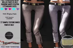 Female Rolled cuff capri jeans 3D model