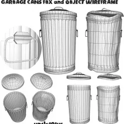 Garbage Cans fbx and Object 3D model