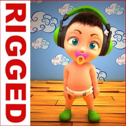 Hip Hop baby Cartoon Rigged  3D model