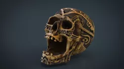 Human Head Skull with Ancient Tribal Tattoo 3D model