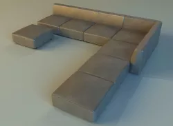 Leather corner sofa big 3D model