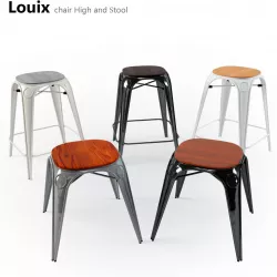 Louix chair High and stool 3D model