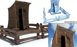Low Poly Wild West Toilet  Low-poly  3D model