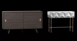 noir beth sideboard pale and west elm aculpted geo console in wh 3D model