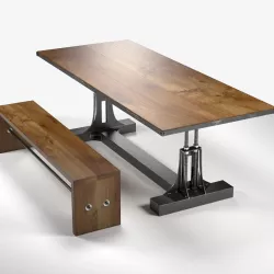 Post Industrial table and bench 3D model