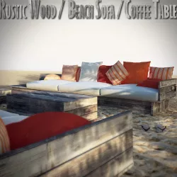 Rustic Wood Beach Furniture 3D model