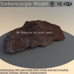 Scanned Game And Render Ready Rusty Rock Low-poly  3D model