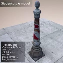 Scanned Street Post Low-poly  3D model