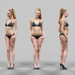 Sexy Girl in Black Bikini And high heels Posing 2 Low-poly  3D model