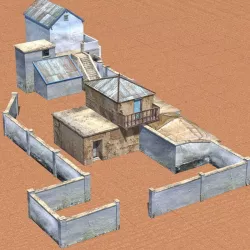 Shanty Town 2 Large Compound for Poser obj 3ds Low-poly  3D model