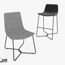 Slope Chair and Stool by West Elm 3D model