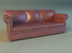 Sofa leather classic red 3D model