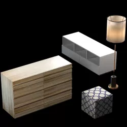 Stria 6-Drawer Dresser - Cerused White 3D model