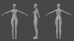 Stylized Humanoid Base Mesh - Female Low-poly  3D model