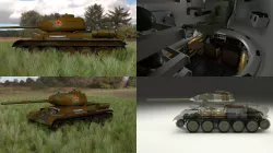 T-34 85 Interior Engine Bay Full HDRI Camo 3D model