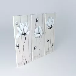 Triptych Canvas flower houses the world 3D model