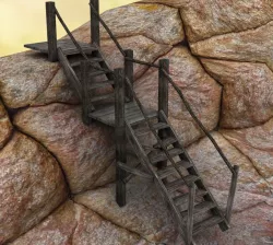 wood stair Low-poly  3D model