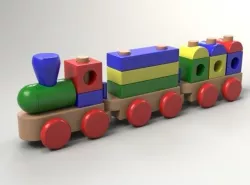 Wood Train Toy 3D model