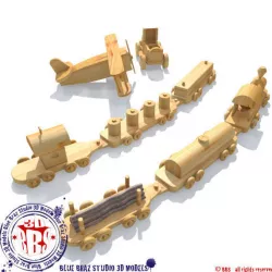 wooden toys collection 3D model