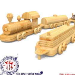 wooden train 01 3D model
