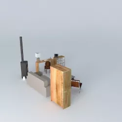 Woodstove Lorflam FOE 1 in a living room 3D model